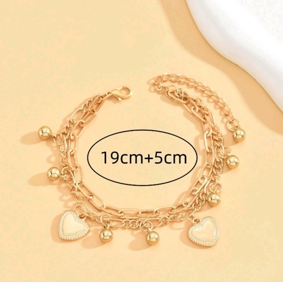 Heart Pendant Link Chain Bracelet - Picture 3 of 3